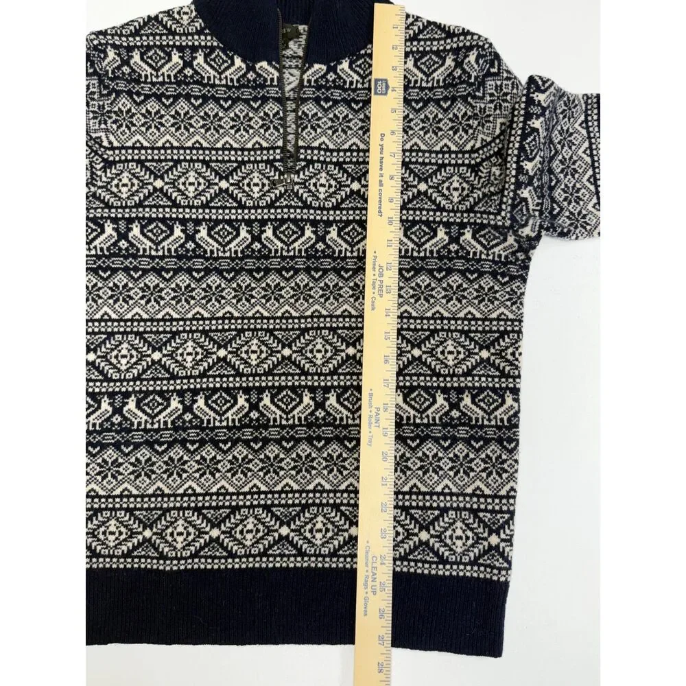 J.Crew Men's Fair Isle Lambswool Quarter Zip Sweater M